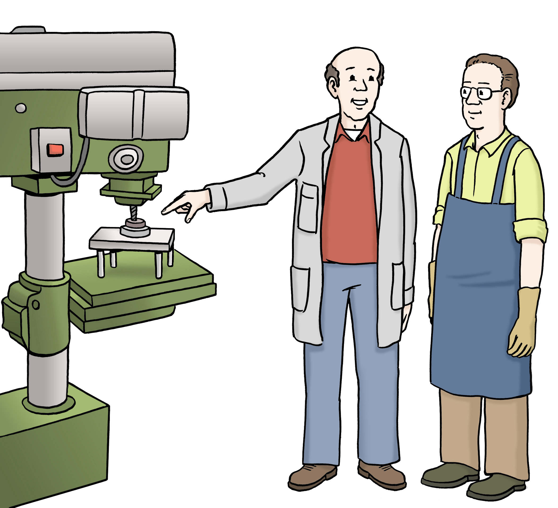 Illustration vom Erklären einer Maschine
